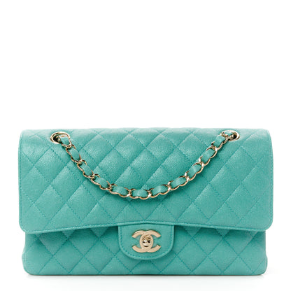 Chanel Iridescent Caviar Quilted Medium Double Flap Green 1 of 11