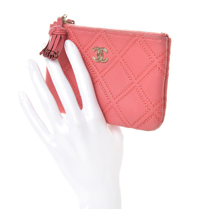 Chanel Lambskin Stitched Tassel Small Cosmetic Case Pink 2 of 10