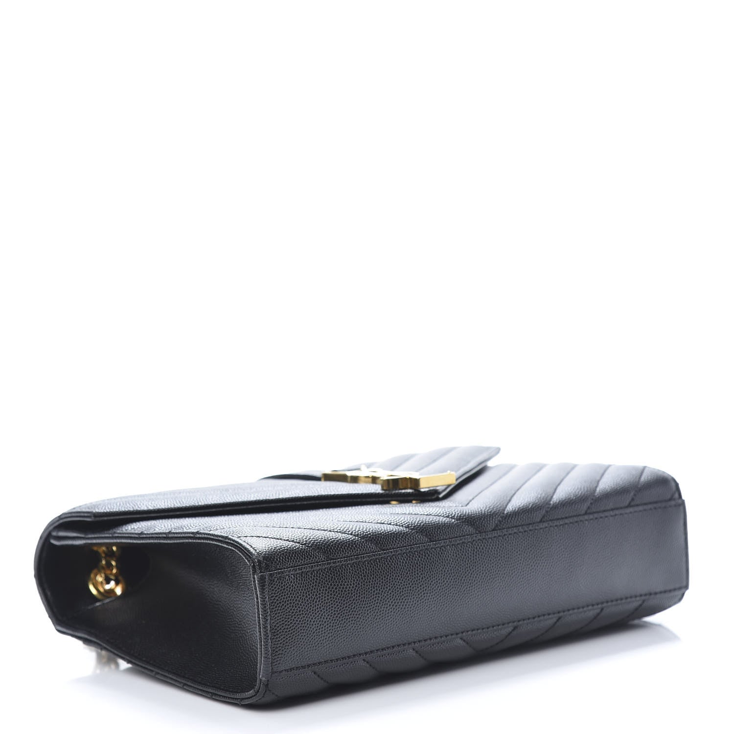 Saint Laurent Grain De Poudre Matelasse Chevron Medium Monogram Satchel Black 4 of 9