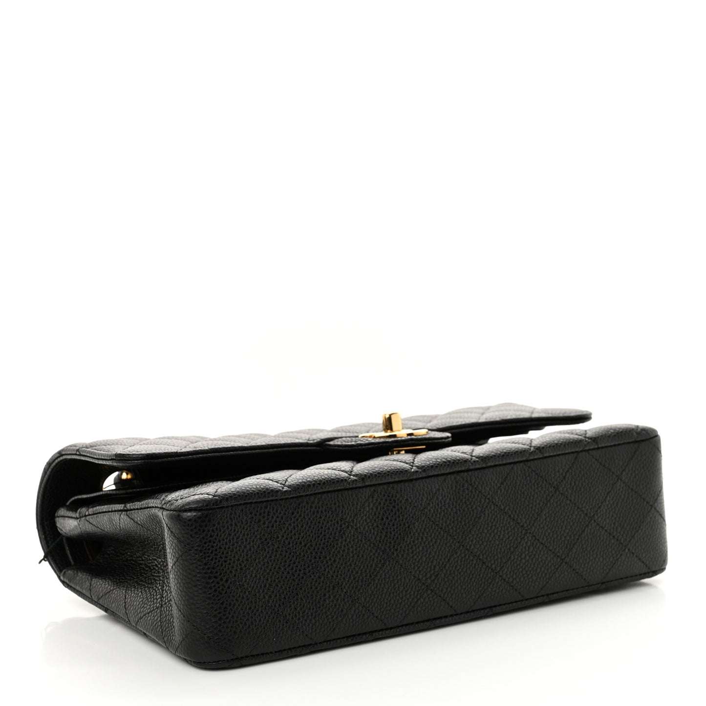 Caviar Quilted Medium Double Flap Black