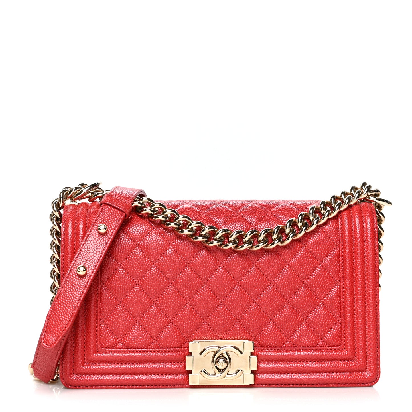 Caviar Quilted Medium Boy Flap Red
