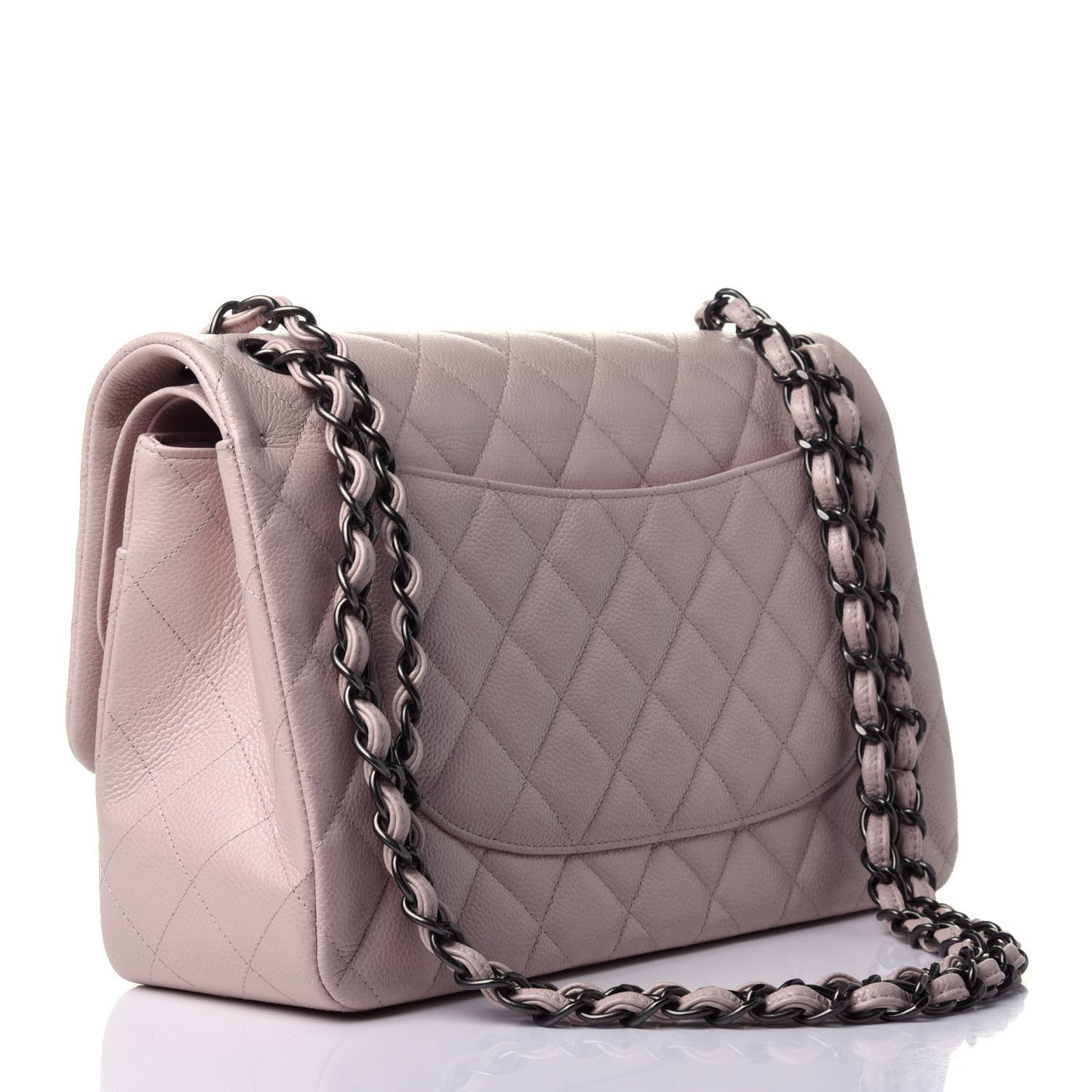 Caviar Quilted Jumbo Double Flap Light Pink