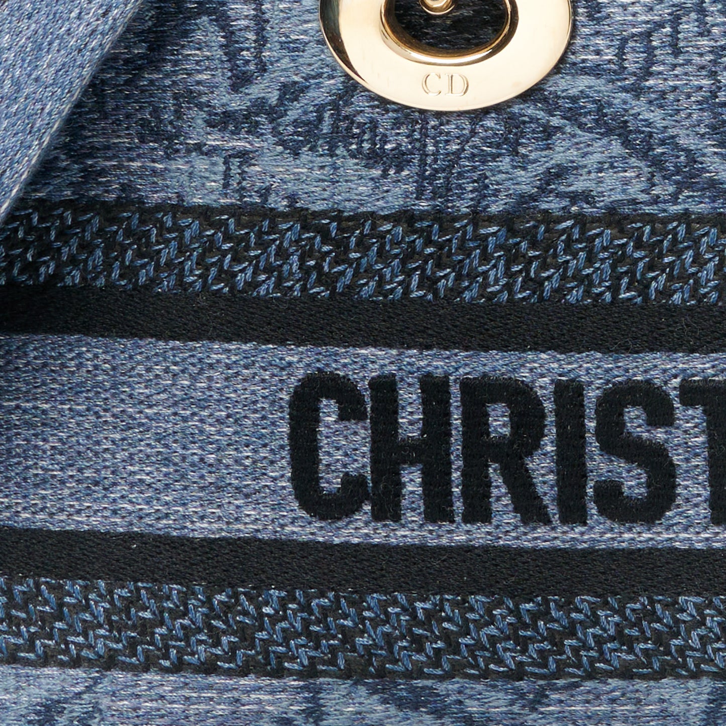 Canvas Toile De Jouy Embroidered Medium Lady D-Joy Blue Black