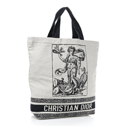 Christian Dior Canvas Print Cruise Tote Ivory Black 3 of 9