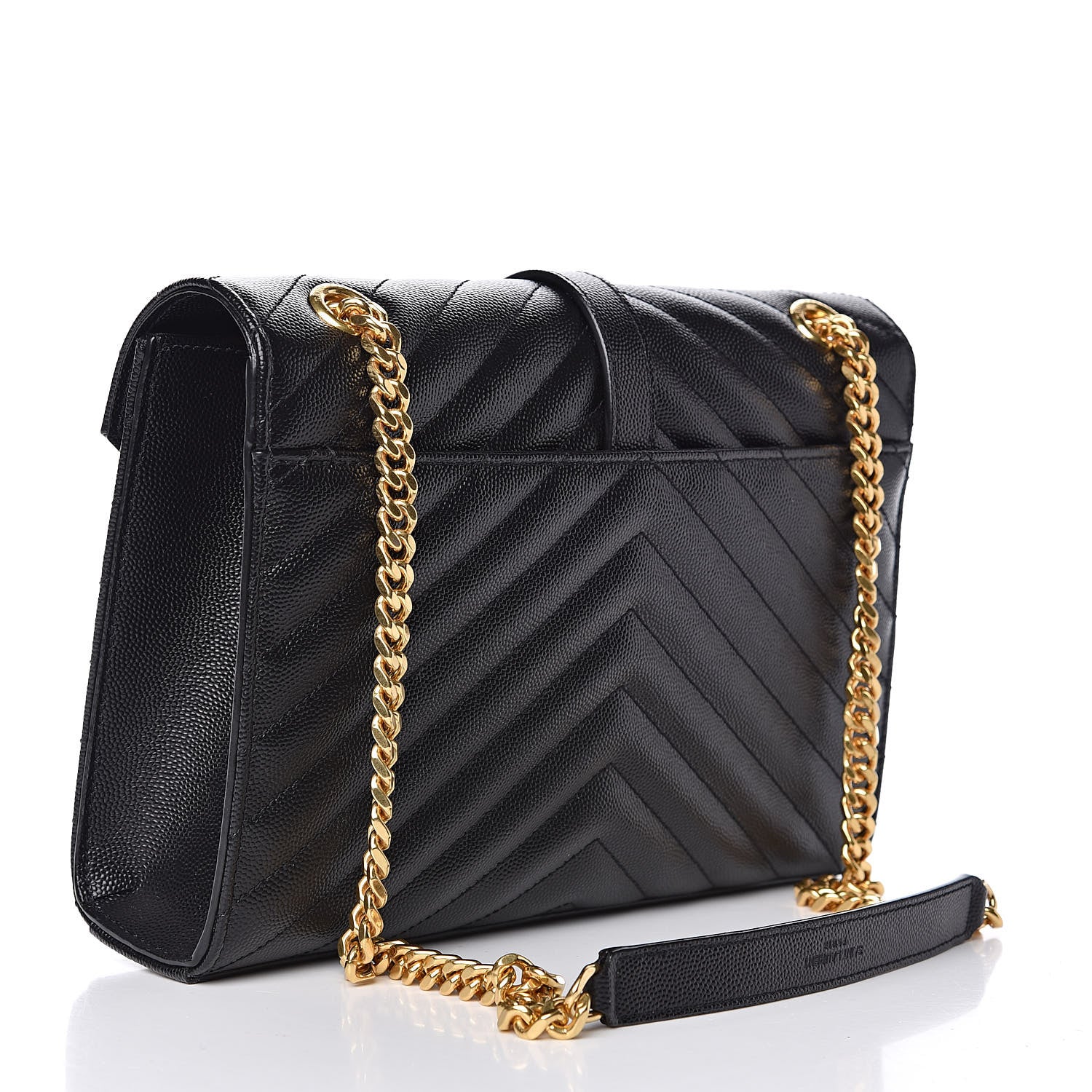 Saint Laurent Grain De Poudre Matelasse Chevron Medium Monogram Satchel Black 3 of 10