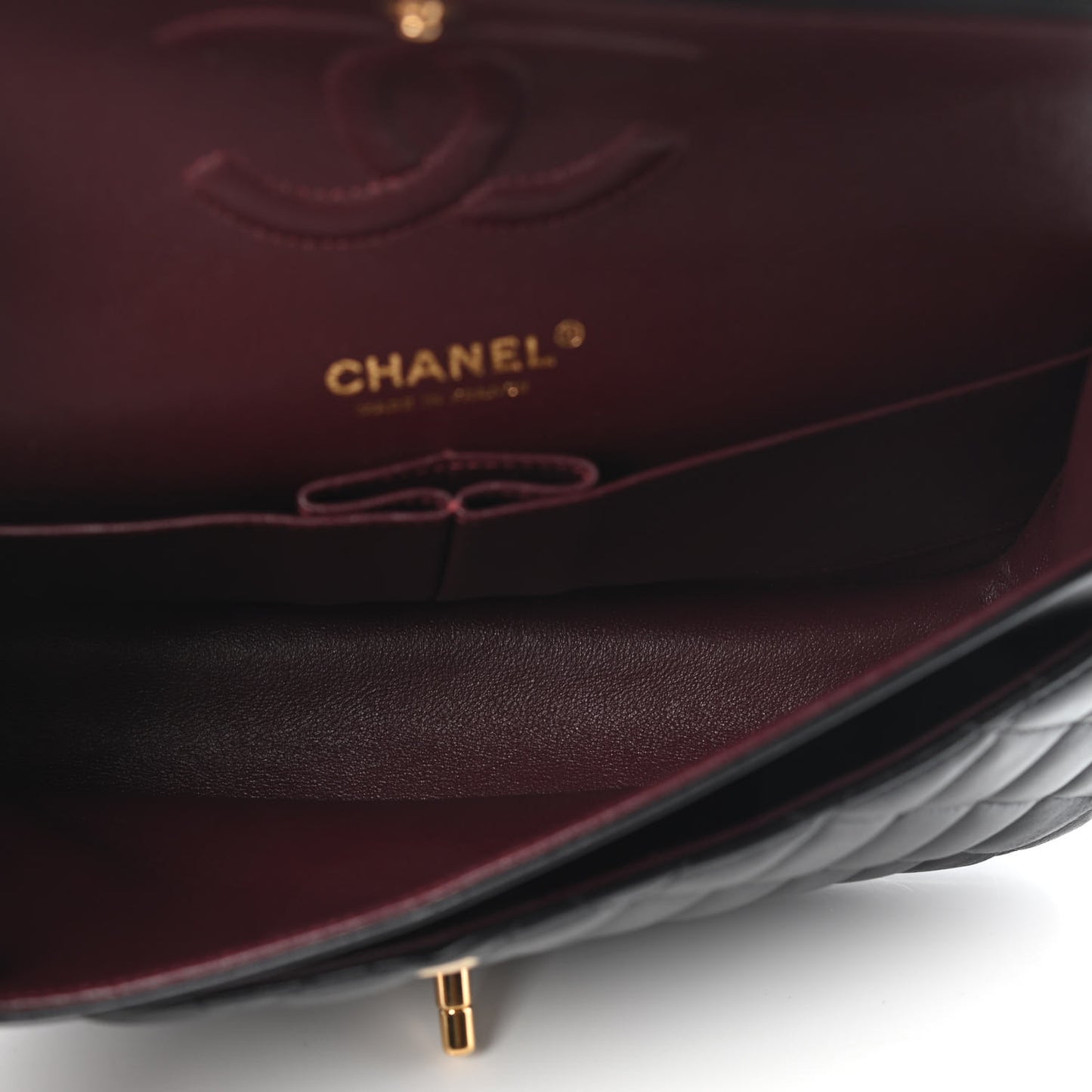 Lambskin Quilted Medium Double Flap Black