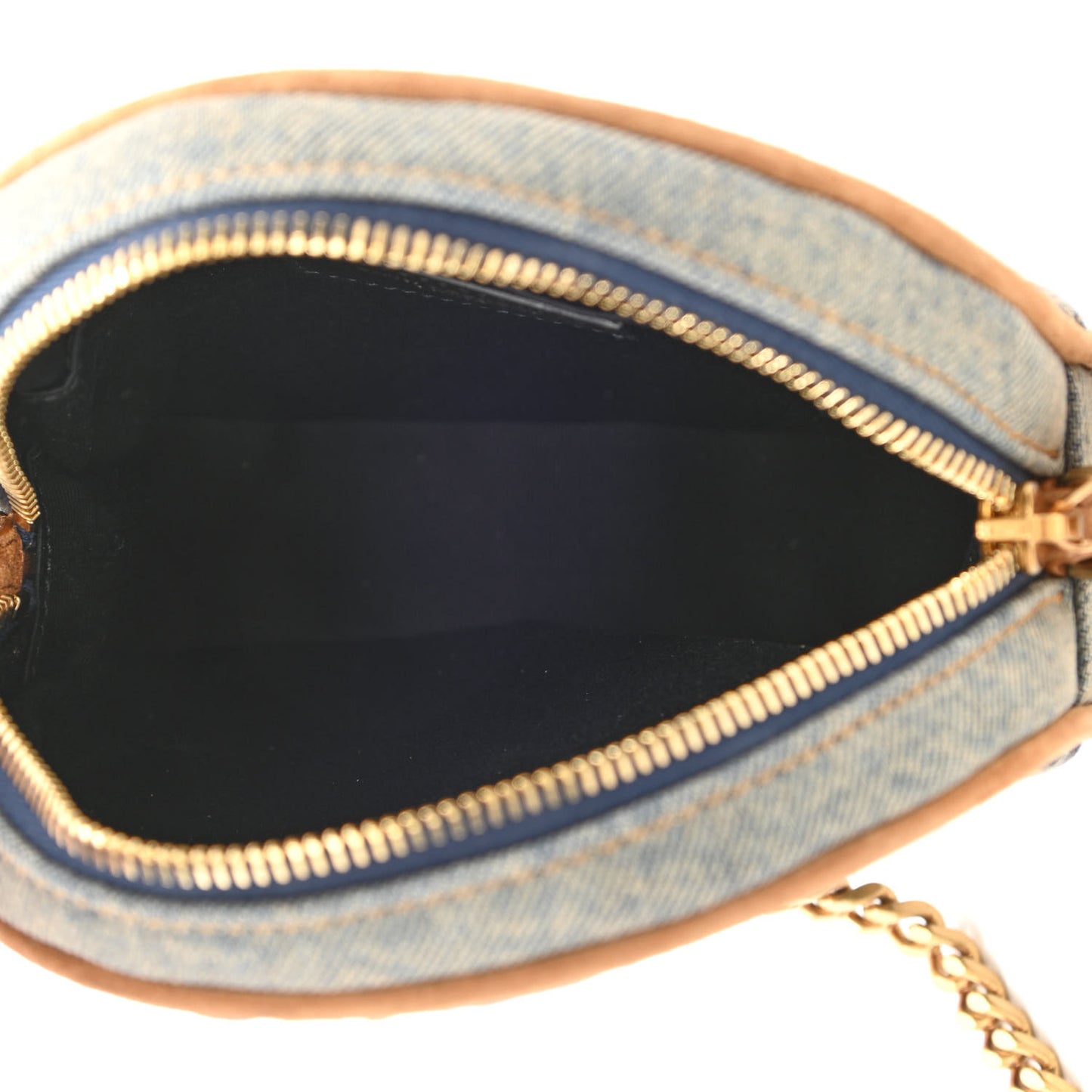 Denim Quilted Monogram Round Crossbody Bag Rodeo Blue