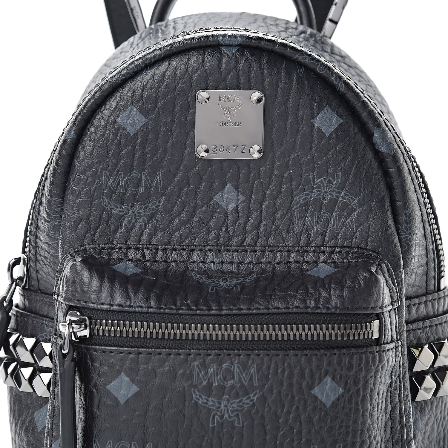 MCM Visetos Studded X-Mini Bebe Boo Backpack Black 8 of 10