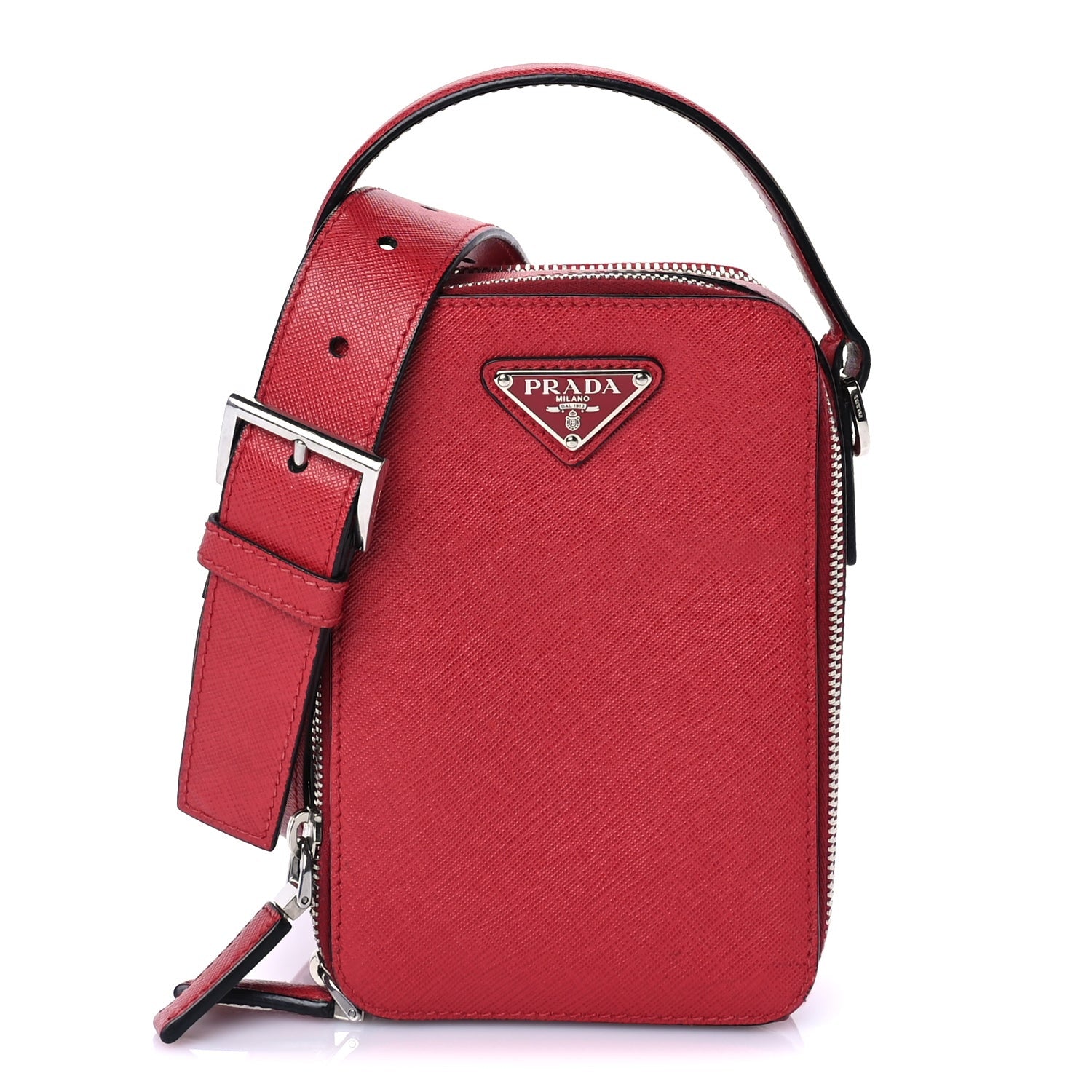 Prada Saffiano Travel Brique Crossbody Messenger Bag Fuoco 1 of 7