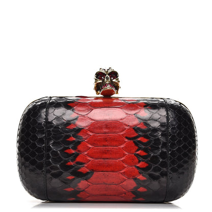 Alexander McQueen Python Skull Box Clutch Red Black 1 of 10