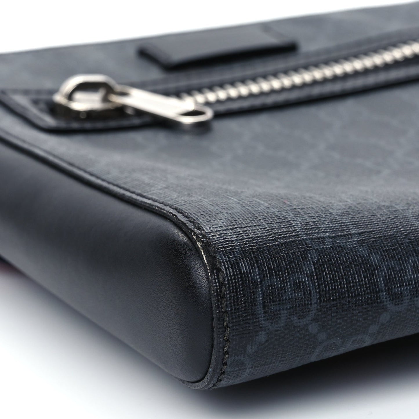 GG Supreme Monogram Web Small Flat Messenger Bag Black Grey