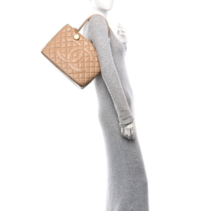 Chanel Caviar Quilted Medallion Tote Beige 3 of 7