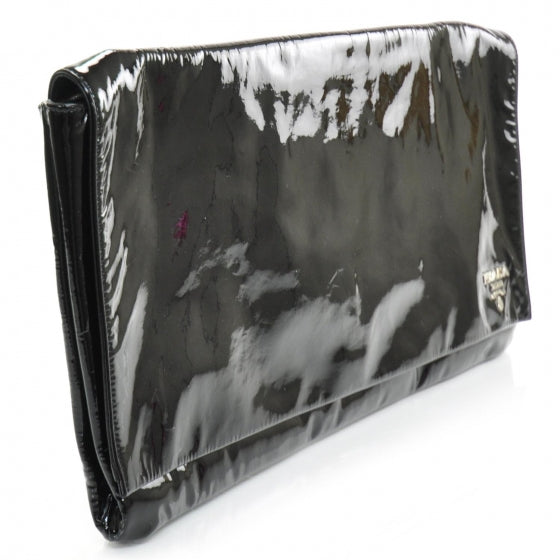 Prada Vernice Oversized Folders Clutch Black 4 of 11