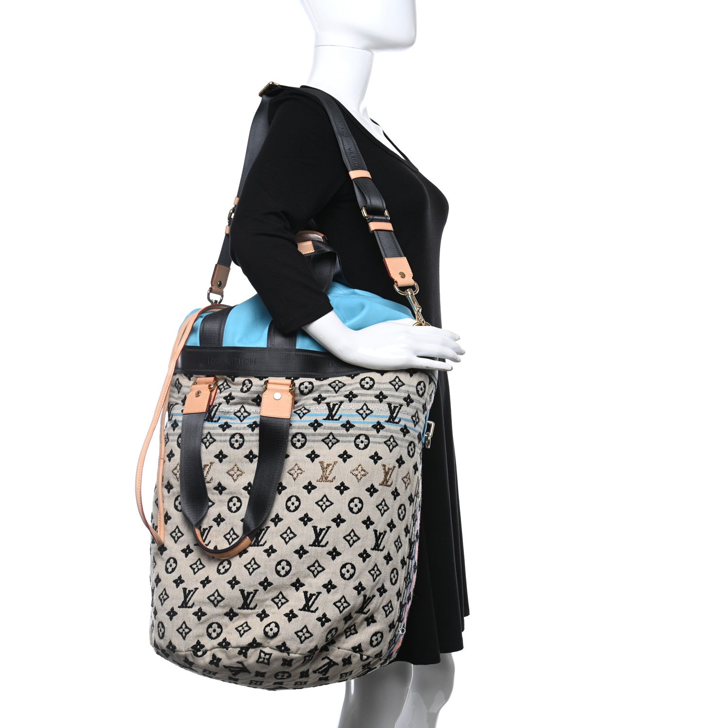Louis Vuitton Fabric Jacquard Monogram Cheche Gypsy GM Blue 2 of 13