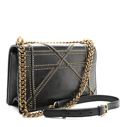 Christian Dior Lambskin Studded Medium Diorama Flap Bag Black 3 of 7