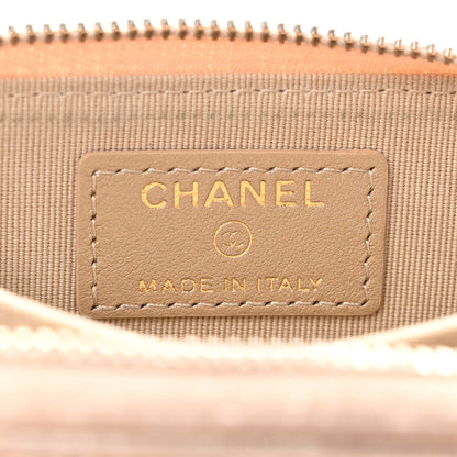 Chanel Metallic Lambskin Quilted Chanel 19 Zip Around Coin Purse Wallet Gold 7 of 13