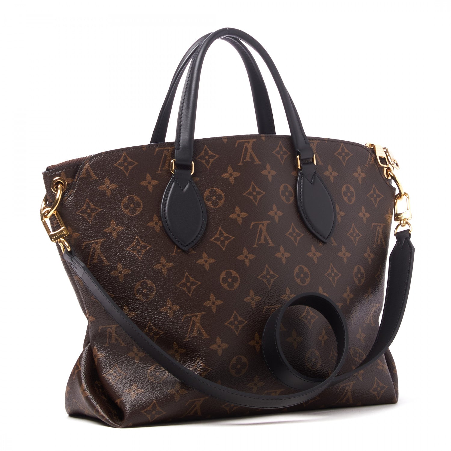 Louis Vuitton Monogram Flower Zipped Tote MM Black 2 of 8