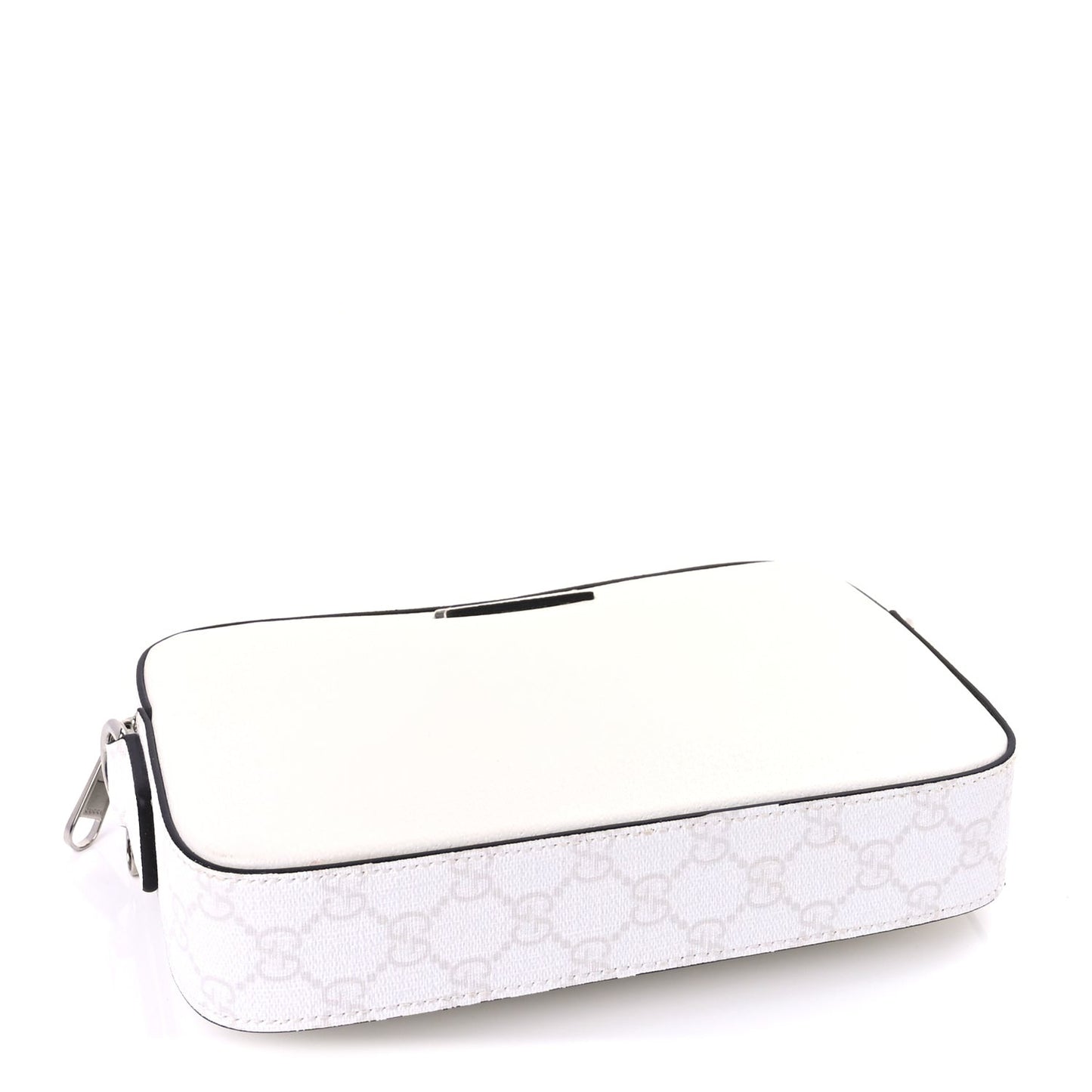 GG Supreme Monogram Textured Dollar Calfskin Small Crossbody Bag  White