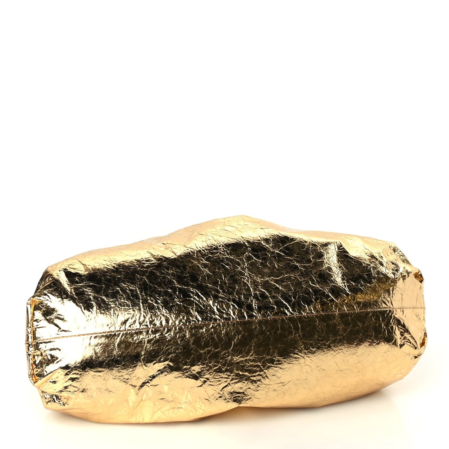 Metallic Crinkled Lambskin The Pouch Oversized Clutch Oro