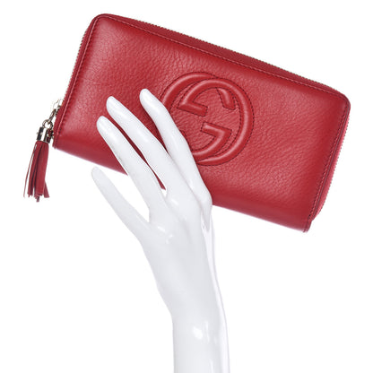 Gucci Pebbled Calfskin Soho Zip Around Wallet Red 2 of 15