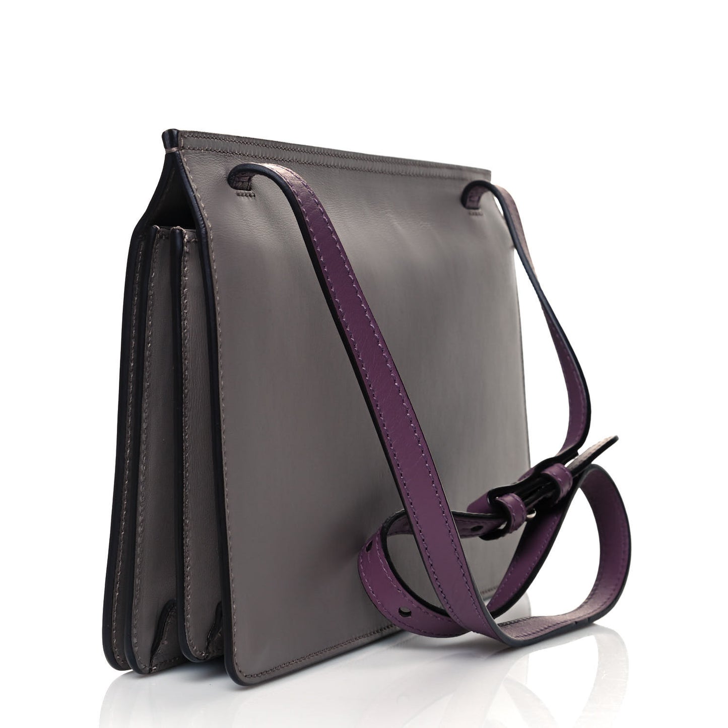 Calfskin Lady Bamboo Shoulder Bag Grey