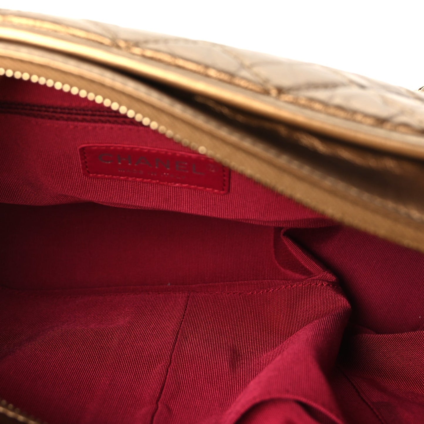 Metallic Aged Calfskin Quilted Medium Gabrielle Gold
