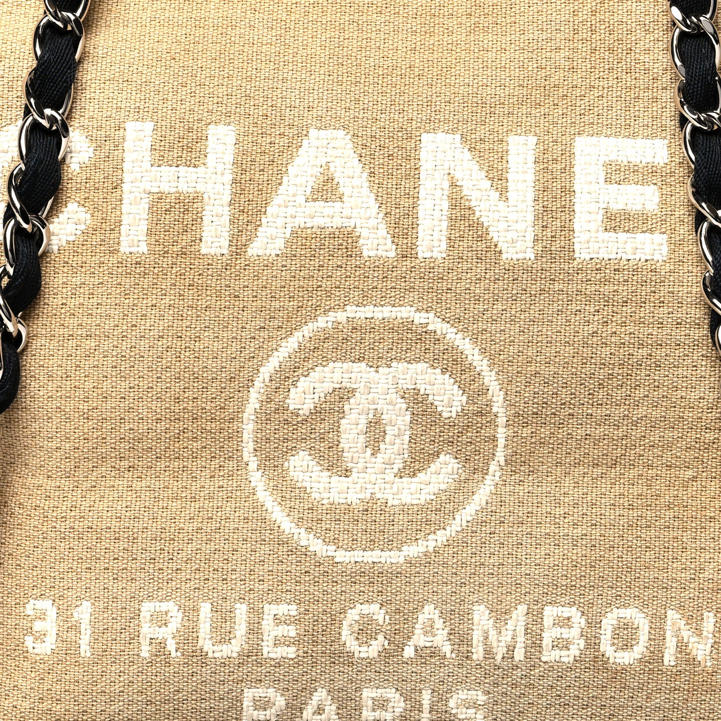 Canvas Medium Deauville Tote Beige Black