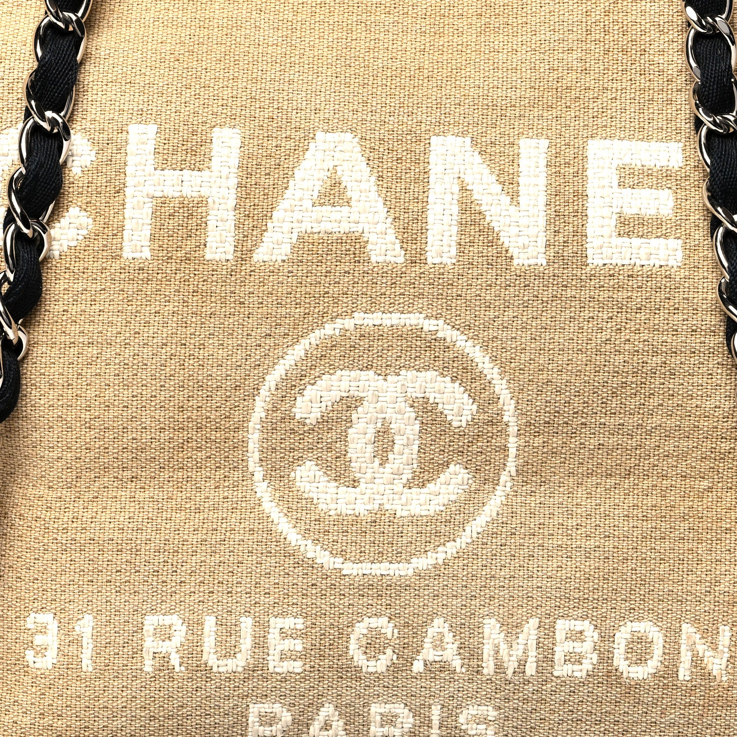 Chanel Canvas Medium Deauville Tote Beige Black 8 of 13