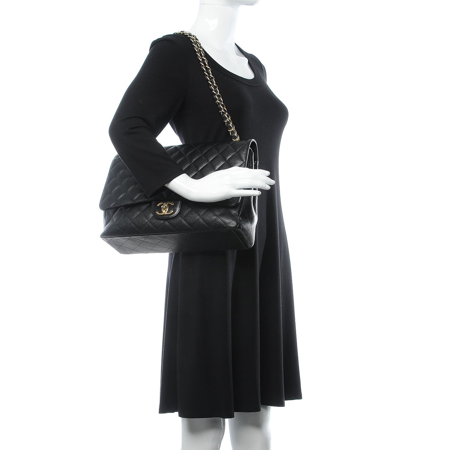 Caviar Quilted Maxi Double Flap Black