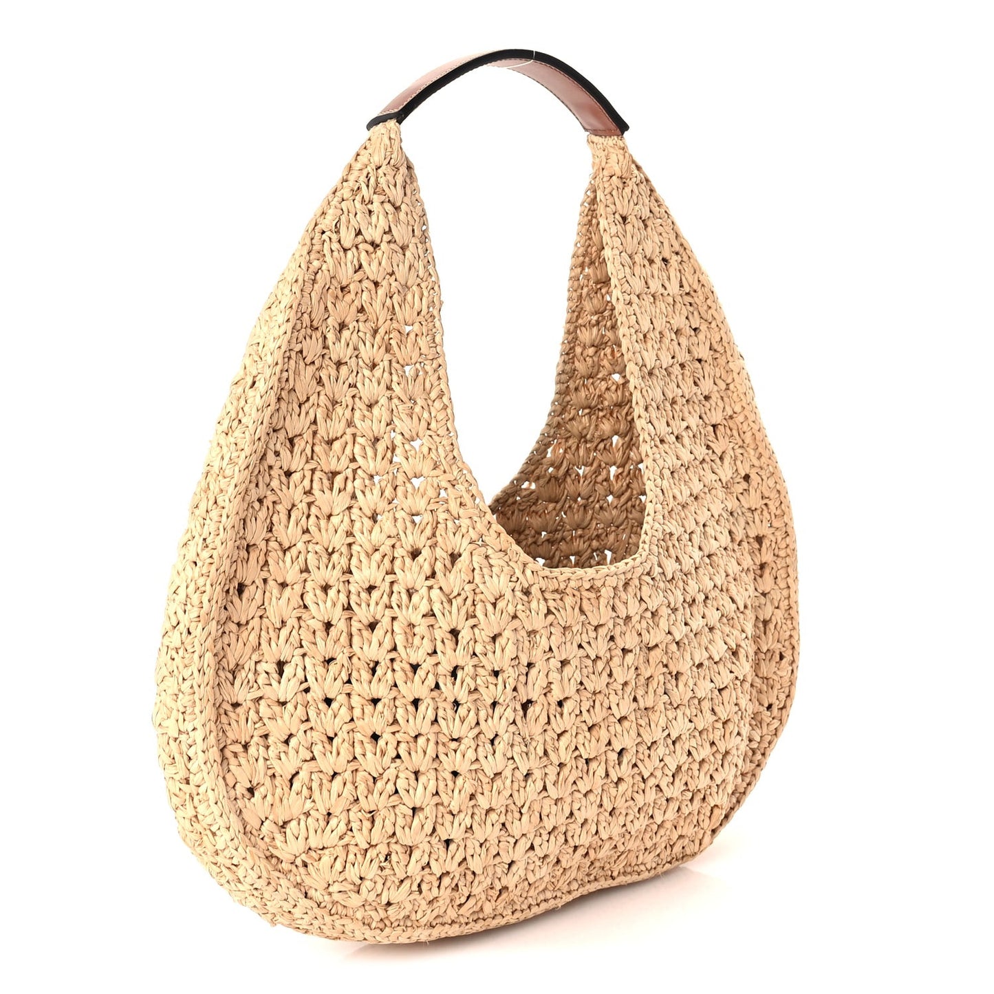 Raffia Calfskin Triomphe Panier Hobo Bag Natural Tan