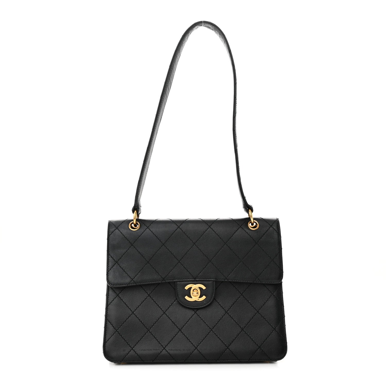 Chanel Caviar Diamond Stitched Flap Shoulder Bag Black 1 of 19