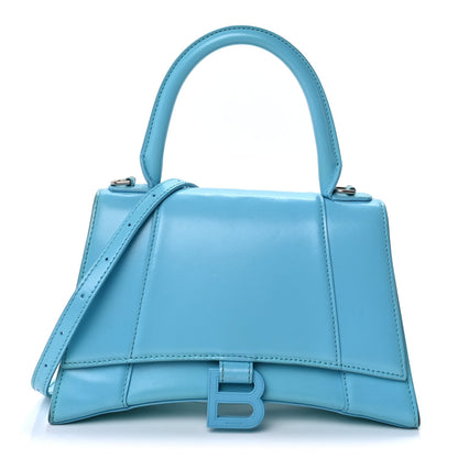 Balenciaga Shiny Box Calfskin Tonal B Small Hourglass Top Handle Bag Azur 1 of 16