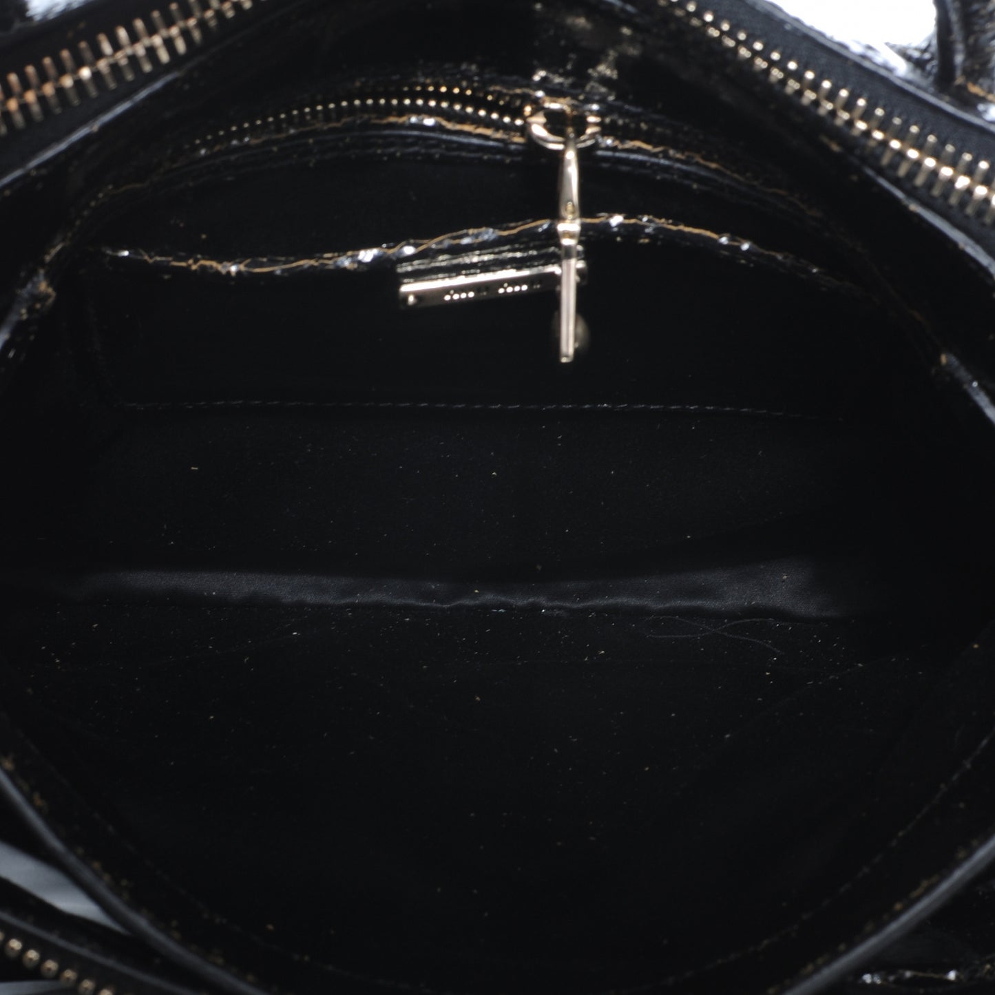 Leather Craquele Handbag Black