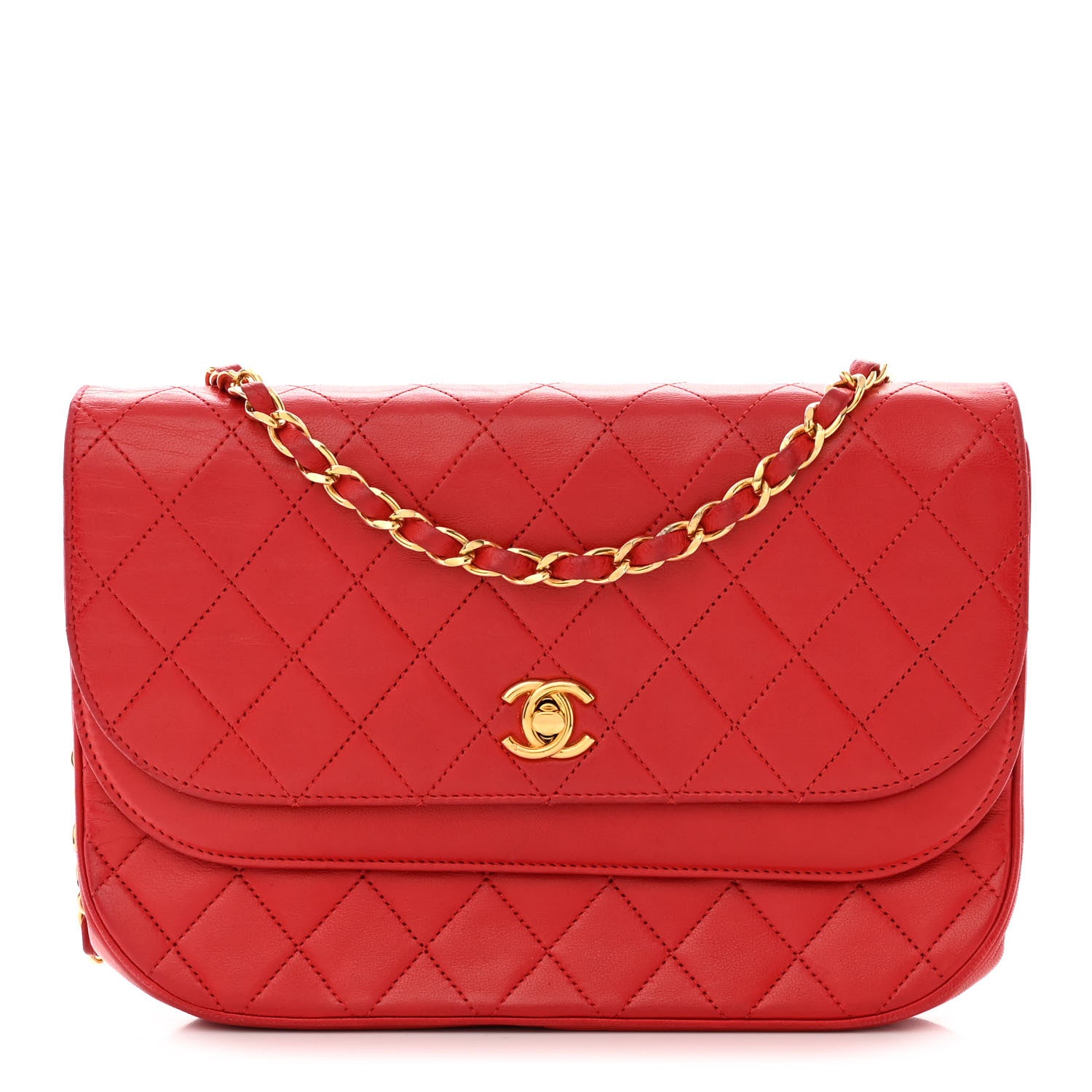 Chanel Lambskin Quilted Medium Single Flap Red 1 of 15