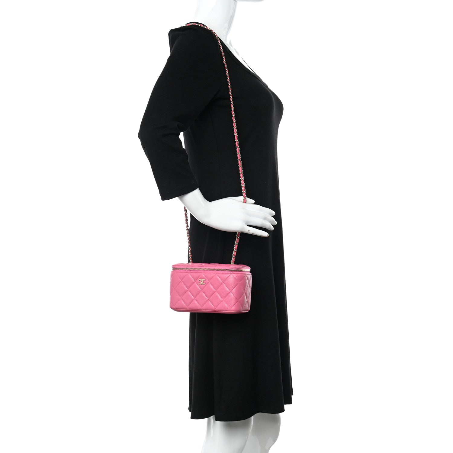 Chanel Caviar Quilted Small Vanity Case With Chain Pink 2 of 20