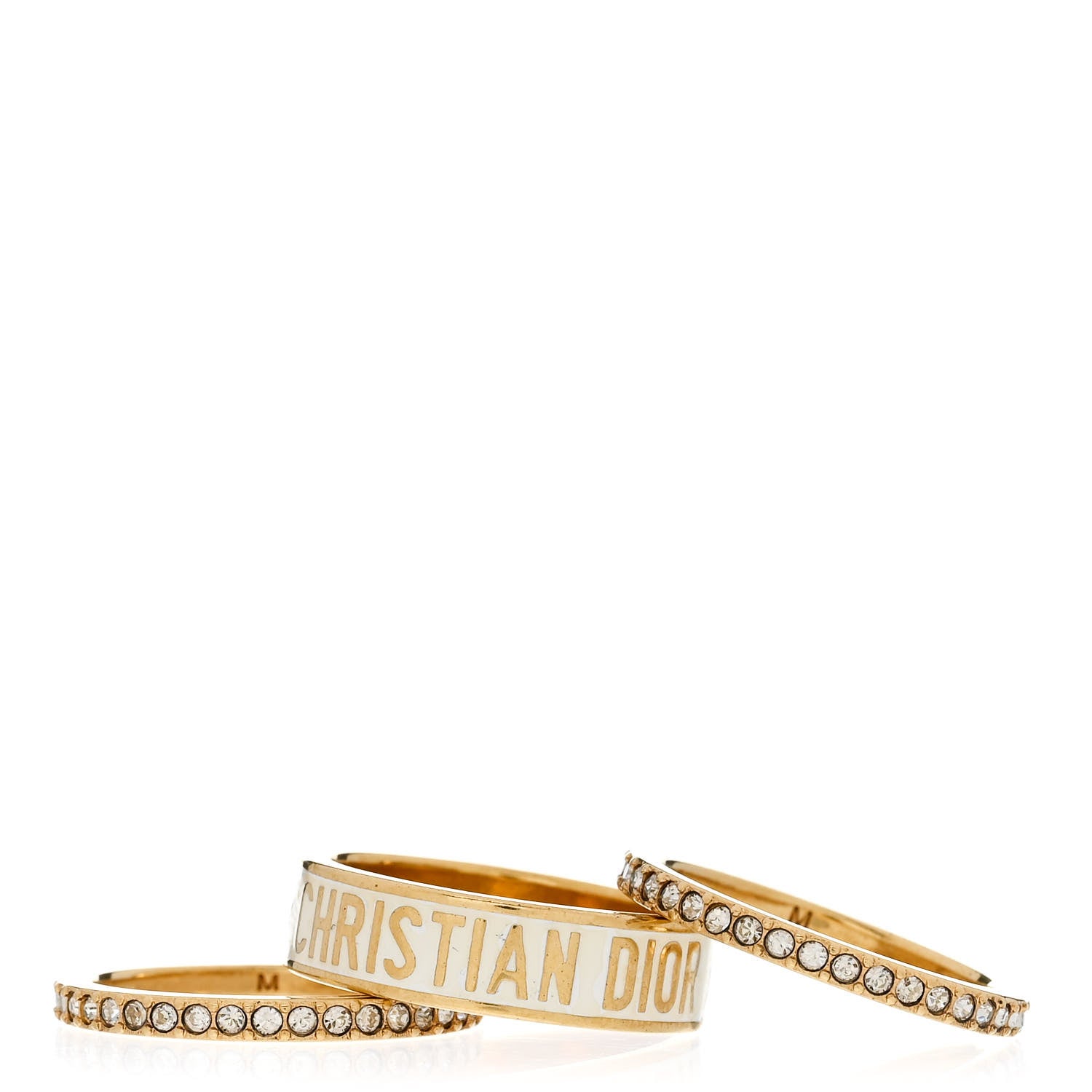 Christian Dior Metal Crystal Code Ring Set M Gold 4 of 5