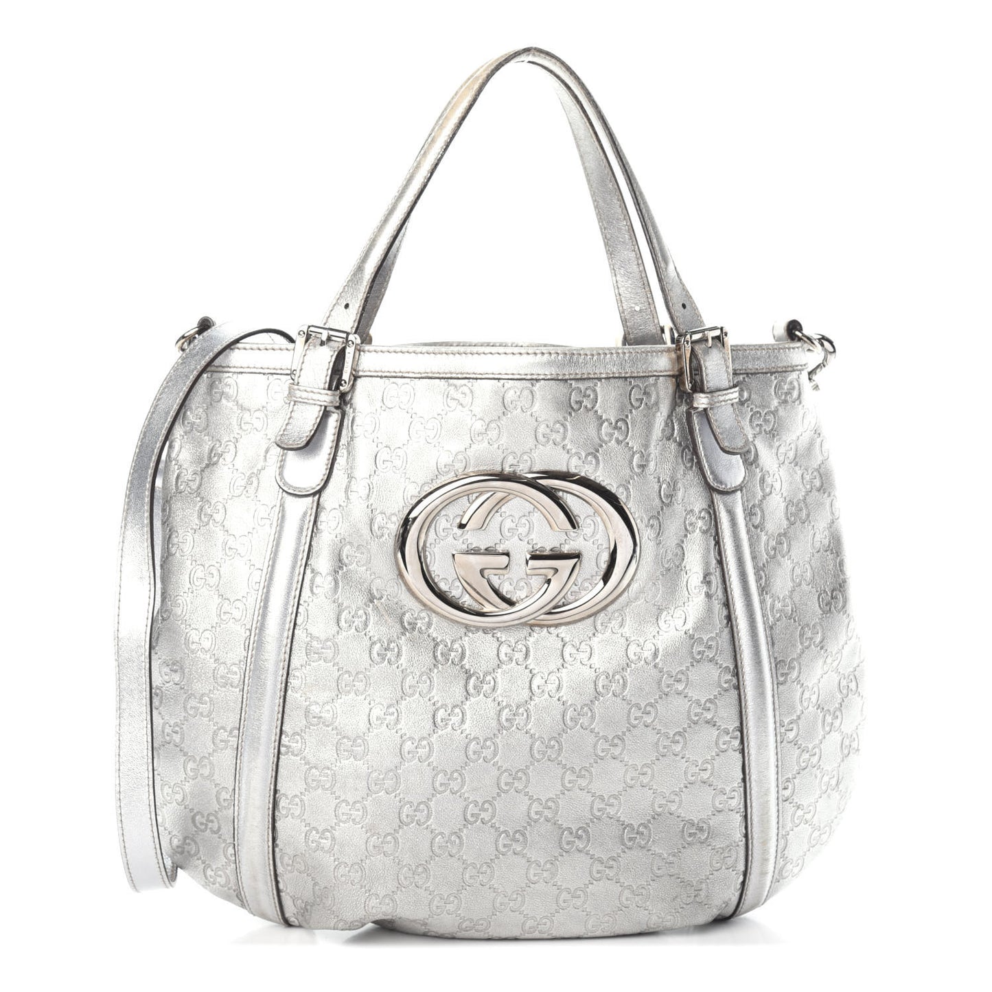 Guccissima Medium Britt Tote Silver