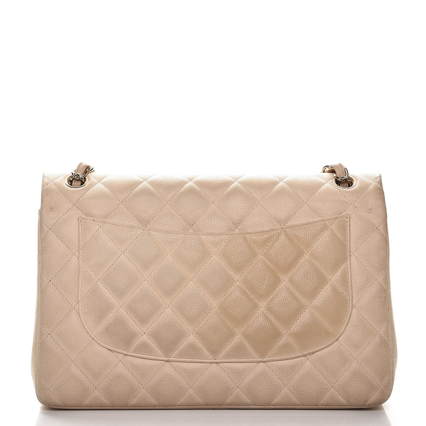 Caviar Quilted Jumbo Double Flap Light Beige