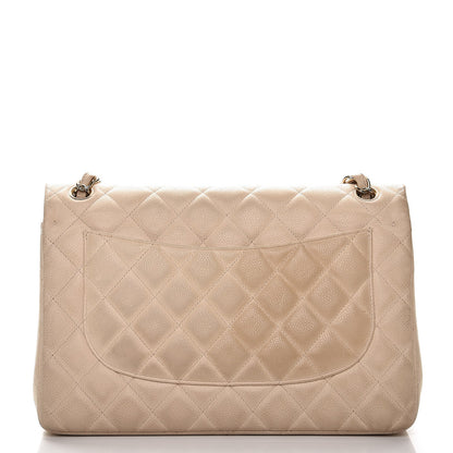 Chanel Caviar Quilted Jumbo Double Flap Light Beige 20 of 21