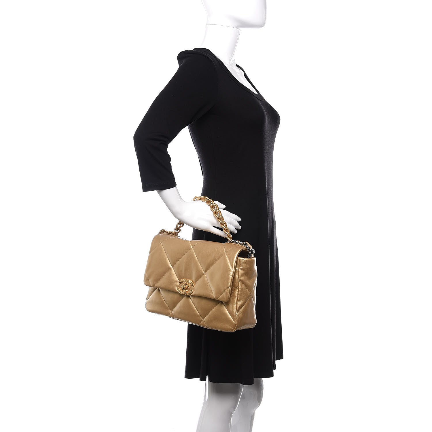 Chanel Goatskin Quilted Large 19 Flap Gold 3 of 10