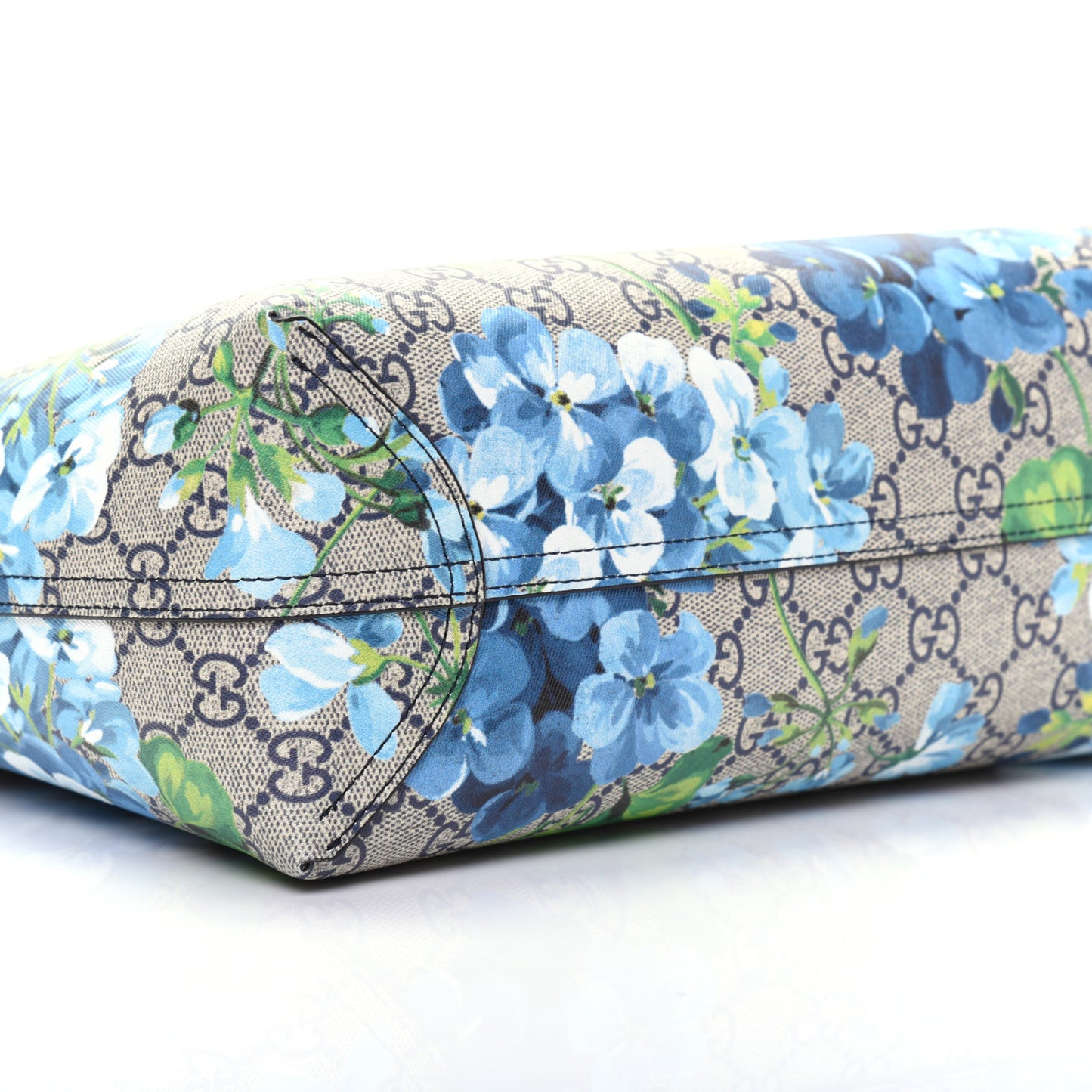 GG Supreme Monogram Blooms Small Reversible Tote Beige Blue Navy