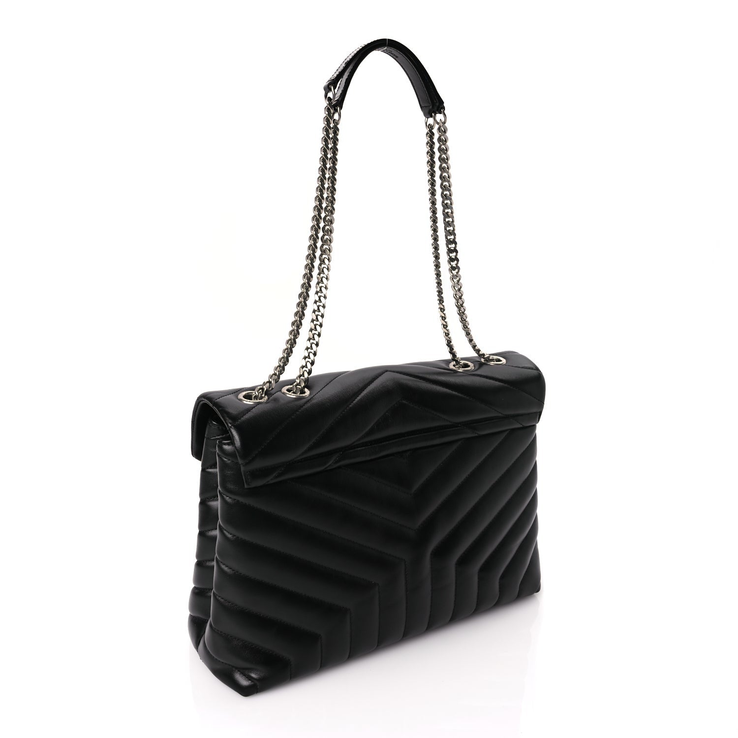 Saint Laurent Calfskin Y Quilted Monogram Medium Loulou Chain Satchel Black 2 of 8