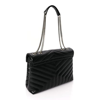 Saint Laurent Calfskin Y Quilted Monogram Medium Loulou Chain Satchel Black 2 of 8