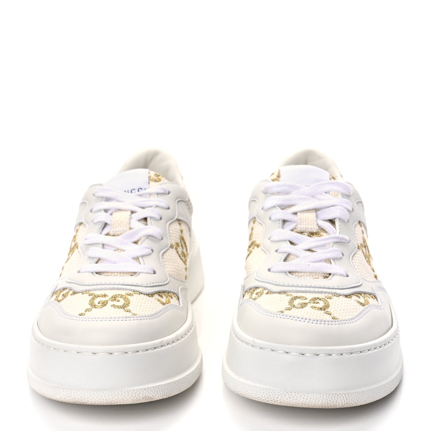 Gucci Dali Soft Calfskin GG Tennis Embossed Perforated Womens Platform 55mm Sneakers White Gold 3 of 10