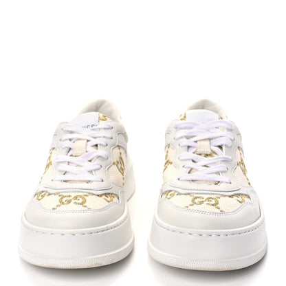 Gucci Dali Soft Calfskin GG Tennis Embossed Perforated Womens Platform 55mm Sneakers White Gold 3 of 10