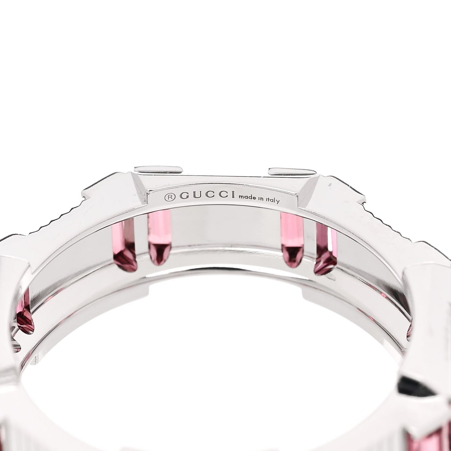 18K White Gold Rubellite 7mm Link to Love Ring 53 6.25