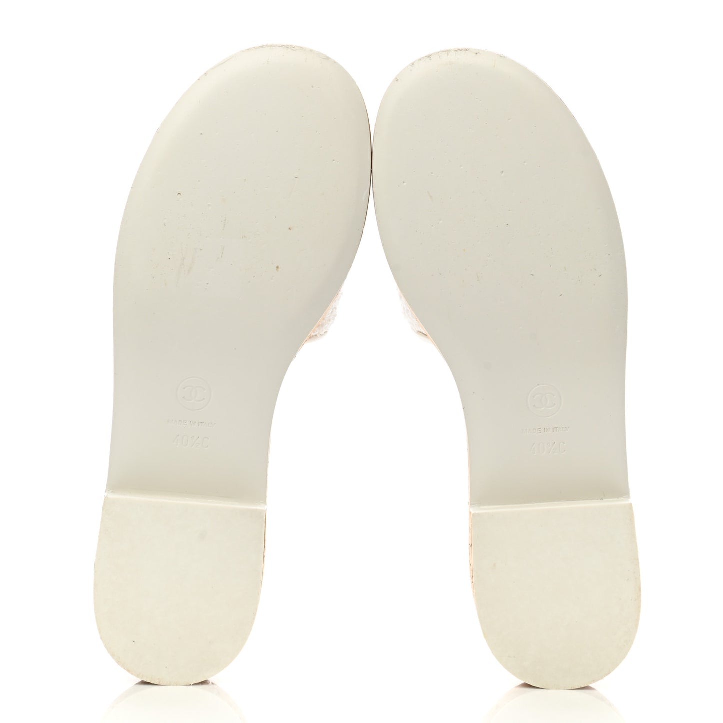 Tweed Cork CC Chain Mule Sandal 40.5 White