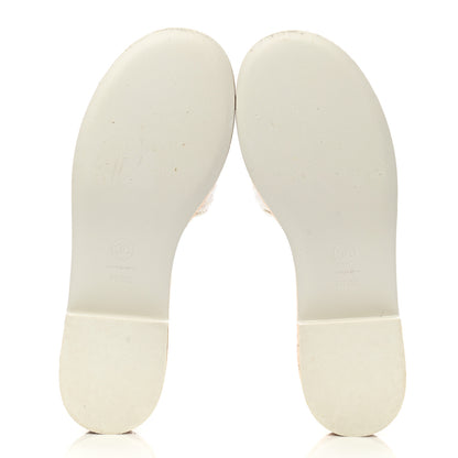 Chanel Tweed Cork CC Chain Mule Sandal 40.5 White 5 of 9