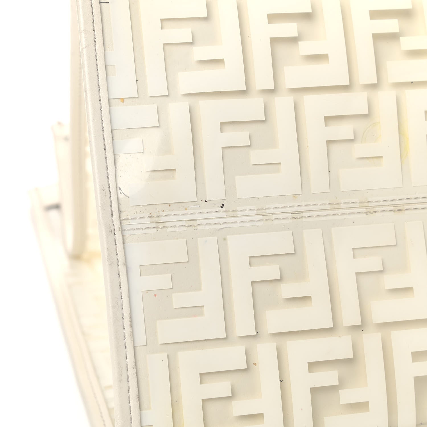 Fendi TPU FF Vitello Century Plexiglass Large Runaway Shopper Tote White 7 of 10