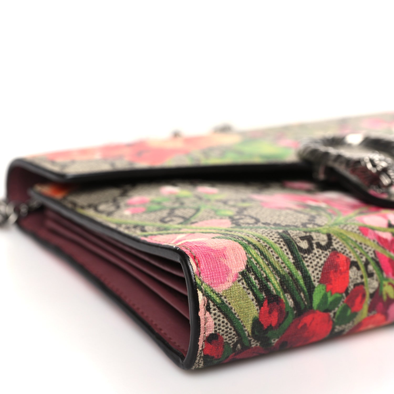 Gucci GG Supreme Monogram Blooms Mini Dionysus Chain Wallet Beige Multicolor Dry Rose 9 of 11